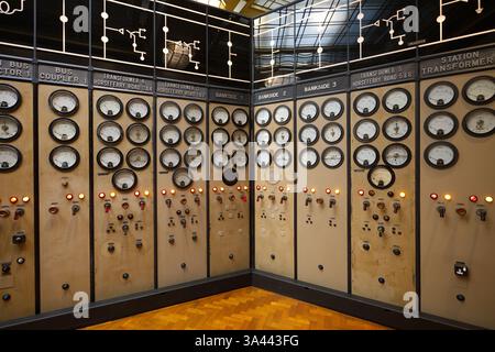 Control panel inside Control Room A of Battersea Power Station in London Stock Photo