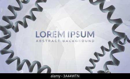 Dynamic Abstract Spiral Frame. A modern abstract background featuring metallic spirals forming a frame against a soft gray backdrop Stock Vector