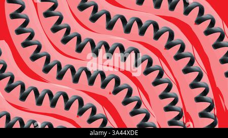 Artistic Twisted Wire Pattern on Red Waves Stock Vector