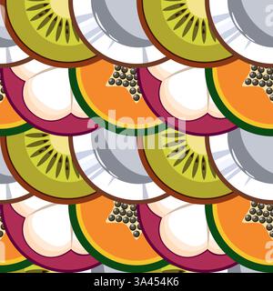 Fruit cocktail seamless pattern vector illustration Stock Vector