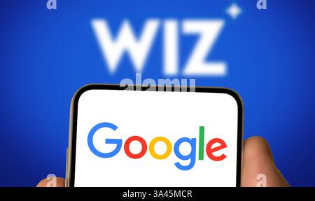 Google and Cybersecurity Startup Wiz Stock Photo