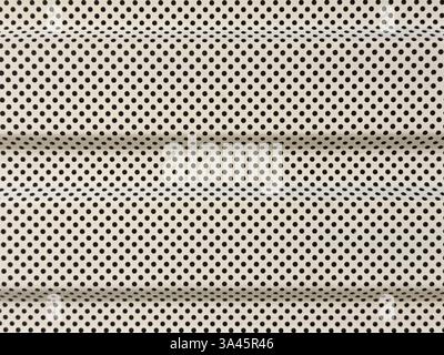 Industrial white perforated metal molded for roller shutter or other metal fencing. Horizontal fluted perforated metal panel. Seamless background text Stock Photo