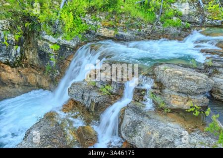 waterfall on falls creek along the rocky mountain front near augusta, montana Stock Photo