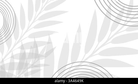 Abstract vector background with floral leaves, circles, and spirals. Perfect for wallpaper, design, or art projects. Seamless, modern, and minimalist. Stock Vector