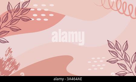 Beautiful abstract floral background with soft pink tones, elegant leaves, and artistic patterns—perfect for designs, cards, wallpapers, and more. Stock Vector