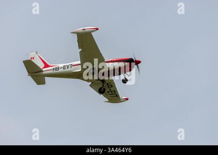 Wangen-Lachen, Switzerland, May 26, 2024 HB-EVT AS202 Bravo propeller plane on a small airfield Stock Photo