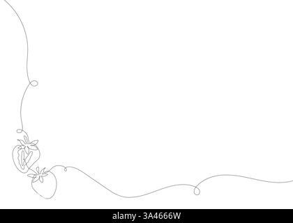 Strawberry continuous line background. One single line organic healthy food concept. Minimalism modern style graphics design Stock Vector