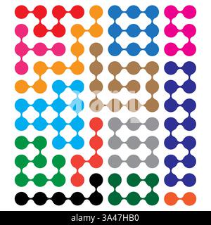 Vector Metaball Connect Dot Set. Molecule chain. Circle Shapes. Abstract Geometric Dots. Morphing Colored Blob for Pattern, Sticker, Badge, Poster, We Stock Vector