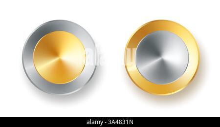 Vector set golden and silver web luxury award banners. Vector premium web metalic banners or buttons. Gold and silver. Stock Vector