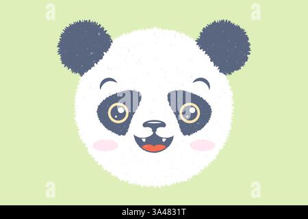 Vector illustration of head of a panda bear for children. Vector icon of kawaii panda for kids party. Baby panda bear emoji. Stock Vector