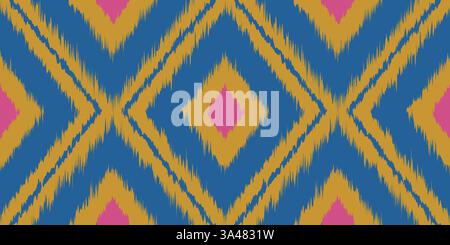 Vector vintage seamless pattern in Ikat style. Vector pattern for home decor in retro style. Retro ikat texture. Stock Vector