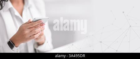 Unrecognizable latin lady writing message on line Stock Photo