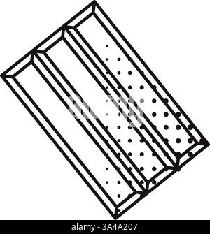 Three segment chocolate bar in isometric outline. Vector Stock Vector