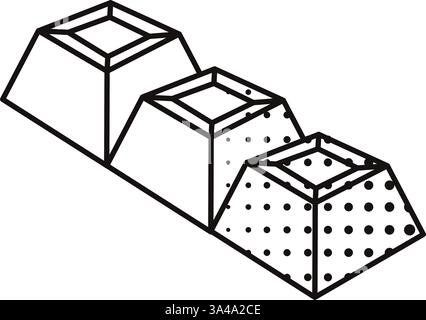 Outlined chocolate bar with three joined squares. Vector Stock Vector