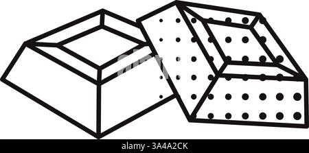 Two chocolate chunks in dotted line art style. Vector Stock Vector