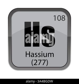 Hassium symbol. Element number 108 of the Periodic Table of the ...