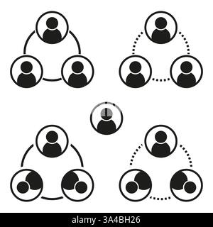 User group icon. Connected profile circle. Social network symbols. Minimal vector design. Stock Vector