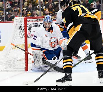 New York Islanders goaltender Ilya Sorokin makes a save against Anaheim ...
