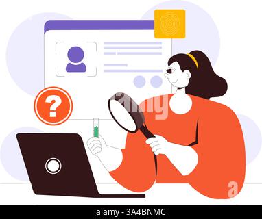 Forensics Technology Vector Illustration Featuring Biometric Access Control and Server Data Recovery with Fingerprint Screening Security System Stock Vector