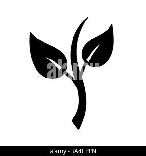 Silhouette of sprout with leaves. Illustration in flat style. Vector hand drawn illustration. Birth of a new life, beginning concept. Spring awakening of nature. Gardening concept. sprout icon Stock Vector