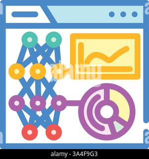 data visualization chart deep learning color icon vector illustration ...