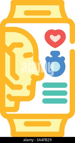 smart wearable device deep learning color icon vector illustration ...