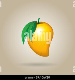 Mango fruit on light brown gradient background Stock Vector