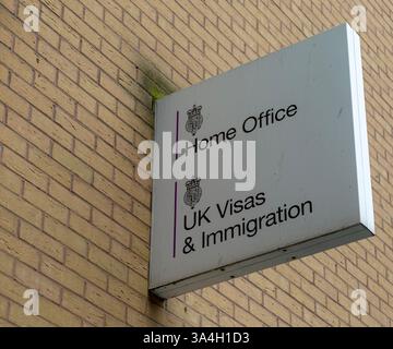 Home Office UK Visas and Immigration sign on wall, Liverpool England, Stock Photo