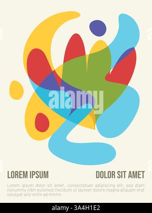 Summer Abstract Geometric Bauhaus Poster. abstract bauhaus style summer poster template with sample text vector illustration Stock Vector