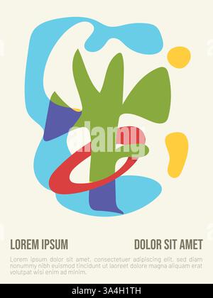 Colorful Summer Design in Bauhaus Theme. abstract bauhaus style summer poster template with sample text vector illustration Stock Vector