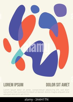 Abstract Vector Template with Bauhaus Geometry. abstract bauhaus style summer poster template with sample text vector illustration Stock Vector