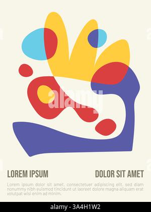 Bauhaus Style Vector Graphic Poster Template. abstract bauhaus style summer poster template with sample text vector illustration Stock Vector