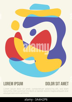 Geometry of Summer concept. abstract bauhaus style summer poster template with sample text vector illustration Stock Vector