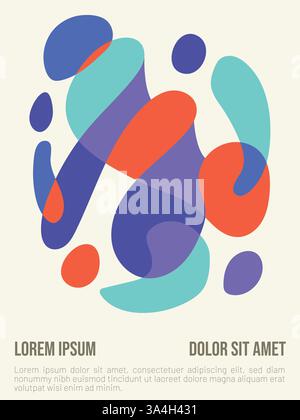 Bright Summer Poster with Bauhaus Elements. abstract bauhaus style summer poster template with sample text vector illustration Stock Vector