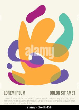 Bauhaus Color Scheme Abstract Poster. abstract bauhaus style summer poster template with sample text vector illustration Stock Vector