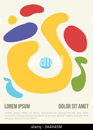 Abstract Poster with Bold Bauhaus Shapes. abstract bauhaus style summer poster template with sample text vector illustration Stock Vector