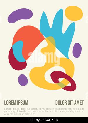 Summer Poster Template in Retro Bauhaus Style. abstract bauhaus style summer poster template with sample text vector illustration Stock Vector