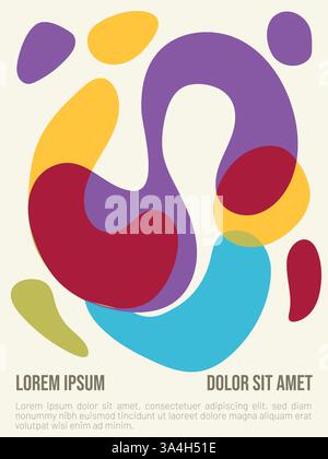 Minimal Geometric Bauhaus Poster Template. abstract bauhaus style summer poster template with sample text vector illustration Stock Vector
