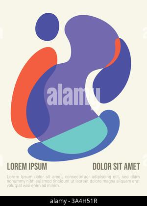 Modern Bauhaus Abstract Poster Illustration. abstract bauhaus style summer poster template with sample text vector illustration Stock Vector