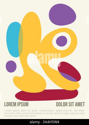 Abstract Vector Poster with Bauhaus Elements. abstract bauhaus style summer poster template with sample text vector illustration Stock Vector