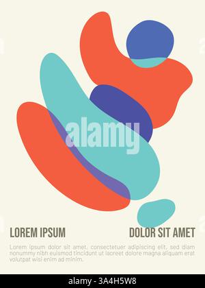 Colorful Abstract Bauhaus Summer Background. abstract bauhaus style summer poster template with sample text vector illustration Stock Vector