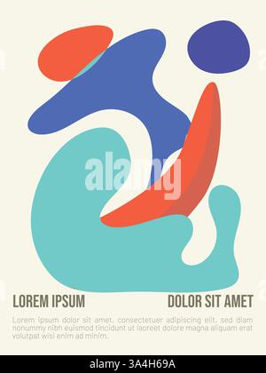 Geometric Abstract Poster in Bauhaus Style. abstract bauhaus style summer poster template with sample text vector illustration Stock Vector