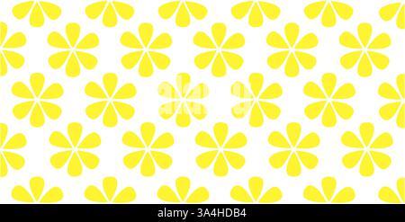 Seamless pattern with yellow abstract flowers on white background. Floral decorative design for textile, wallpaper, wrapping paper. Stock Vector