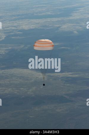 May 14, 2013 - The Soyuz TMA-07M spacecraft is seen as it lands with Expedition 35 Commander Chris Hadfield of the Canadian Space Agency (CSA), NASA Flight Engineer Tom Marshburn and Russian Flight Engineer Roman Romanenko of the Russian Federal Space Agency (Roscosmos) in a remote area near the town of Zhezkazgan, Kazakhstan..ISS Expedition 35 crew lands safely, Zhezkazgan, Kazakhstan - 14 May 2013..Hadfield, Marshburn and Romanenko returned from five months onboard the International Space Station where they served as members of the Expedition 34 and 35 crews.  (Credit Image: © NASA/ZUMA Wire Stock Photo