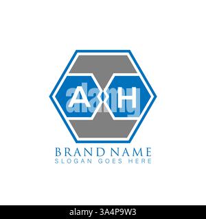AH Unique modern flat abstract geometric initials vector letter logo design. AH monogram logo. Stock Vector
