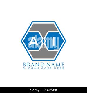AI Unique modern flat abstract geometric initials vector letter logo design. AI monogram logo. Stock Vector