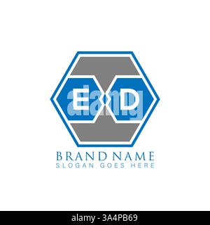 ED Unique modern flat abstract geometric initials vector letter logo design. ED monogram logo. Stock Vector