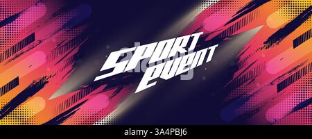 Abstract Colorful Grunge Background with Brush Strokes and Halftone Style. for Sport Banner, Poster or Cover Design Stock Vector