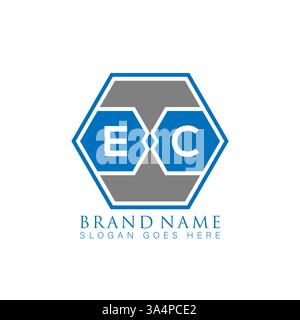 EC Unique modern flat abstract geometric initials vector letter logo design. EC monogram logo. Stock Vector