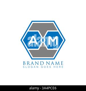 AM Unique modern flat abstract geometric initials vector letter logo design. AM monogram logo. Stock Vector